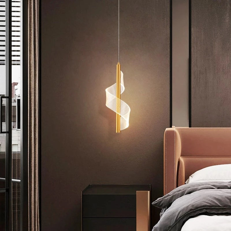 Alven Vintage Golden Ribbon Pendant Light, /