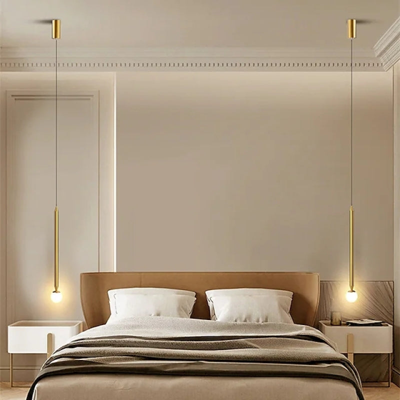 Vikal Linear Pendant Light Bedside, Black & Gold