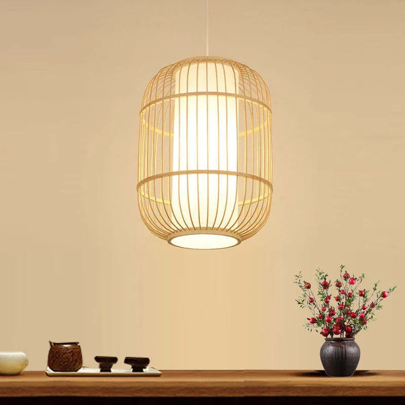 Taven Hand-Woven Knitted Rattan Bamboo Vintage Pendant Light