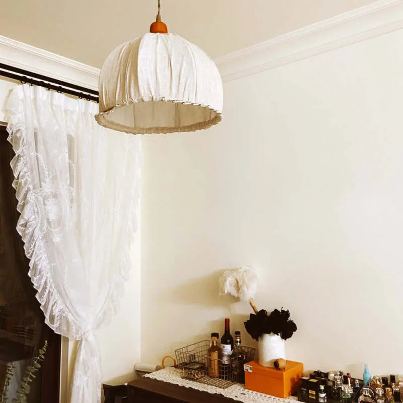 Teo Vintage Pendant Light Beige, Fabric