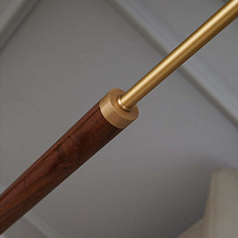 Ozawa enkel valnød/metal/stof bord-/gulvlampe, stue