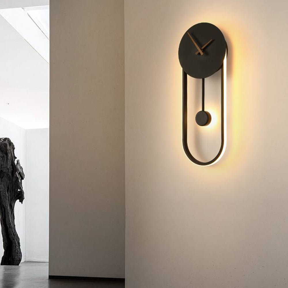 Arisha Nordic Clock Wall Lamp, Gold & Black