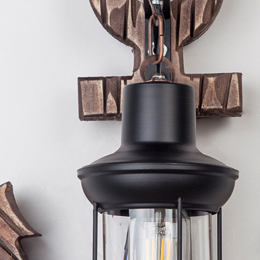 Epoch Anchor Lantern Wall Lamp, Vintage/Antique, Wood, Bedroom