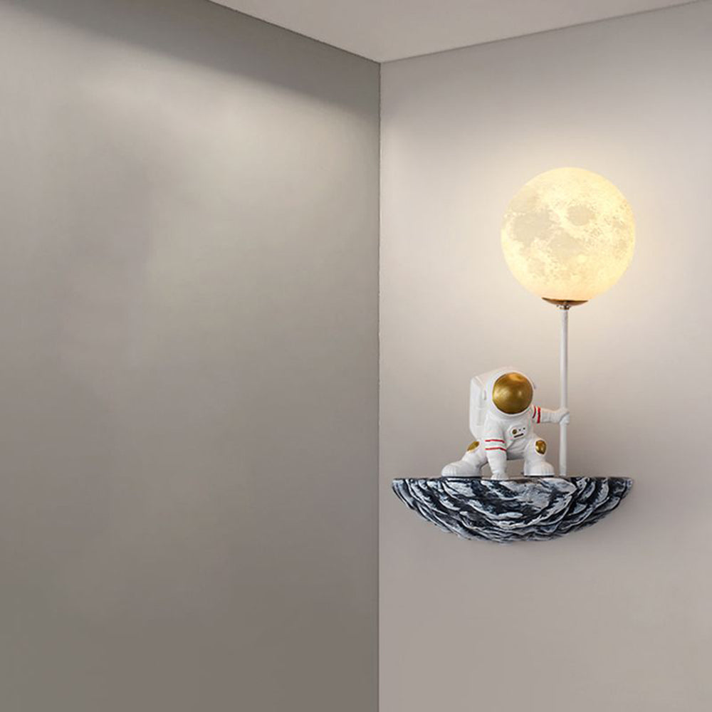 Candeeiro de parede Aria decorativo Astronauta de vidro, branco/branco-azulado