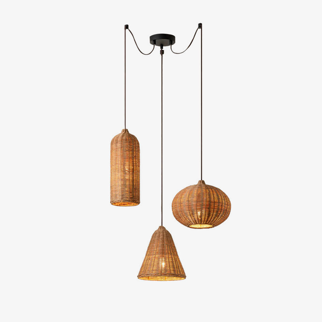 Marleigh pendel-lampe i flettet rattan