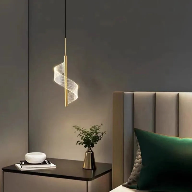 Alven Vintage Golden Ribbon Pendant Light, /