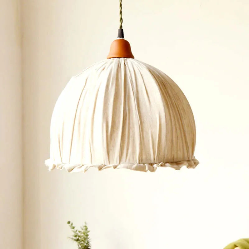 Teo Vintage Pendant Light Beige, Fabric