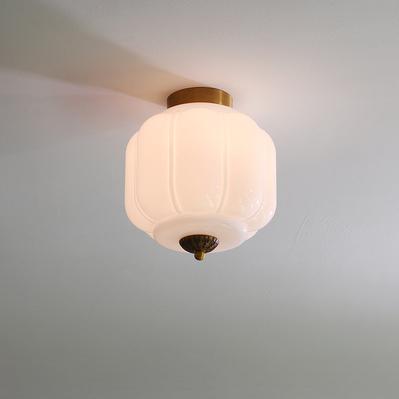Selviro loftlampe, grønt glas, messing, klassisk