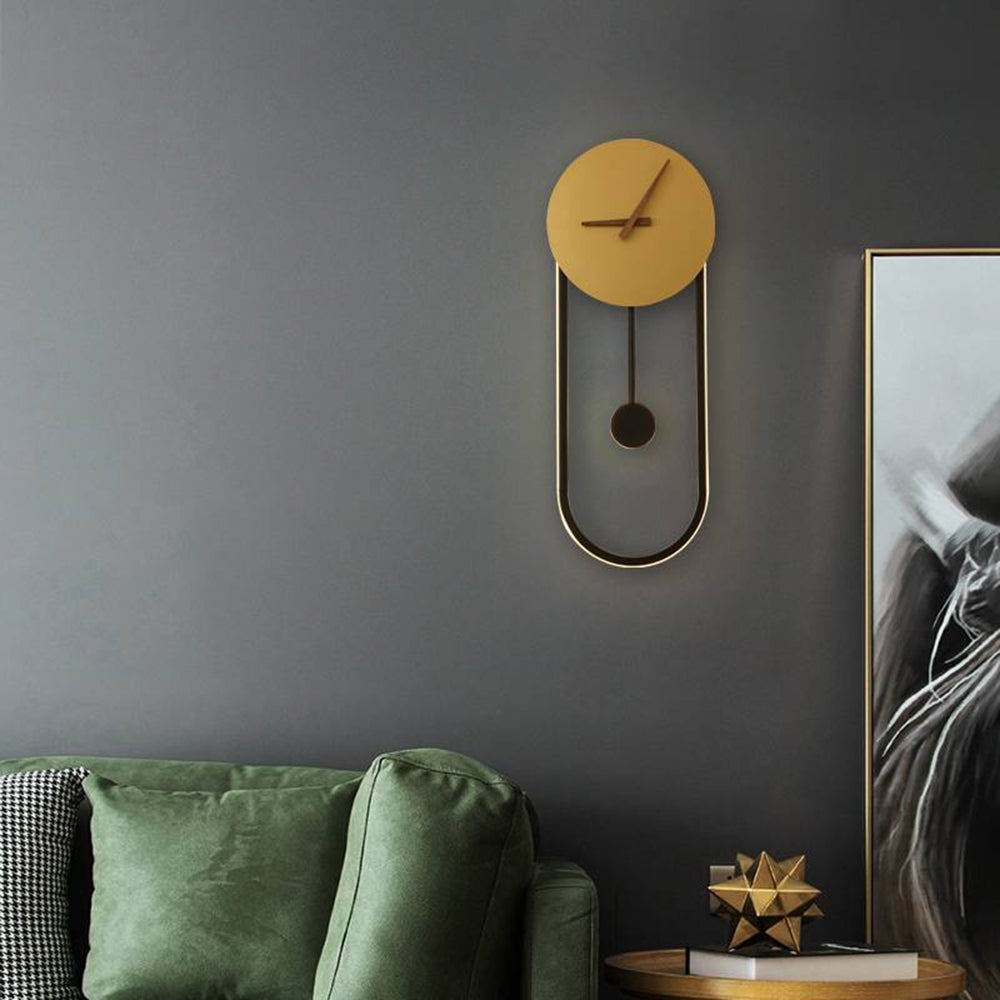 Arisha Nordic Clock Wall Lamp, Gold & Black