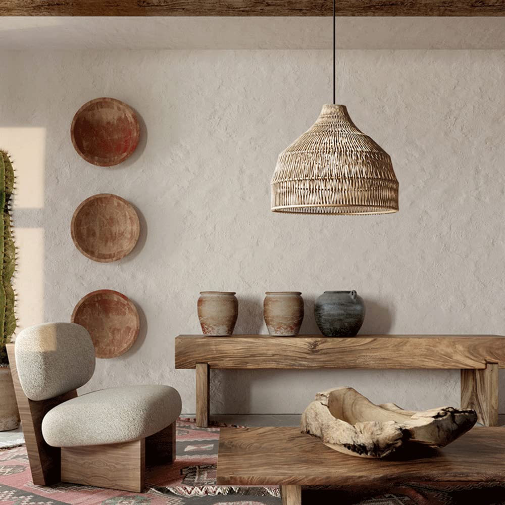 Muto japanilaistyylinen vintage-henkinen zen-riippuvalaisin rottinkia työhuoneeseen/makuuhuoneeseen
