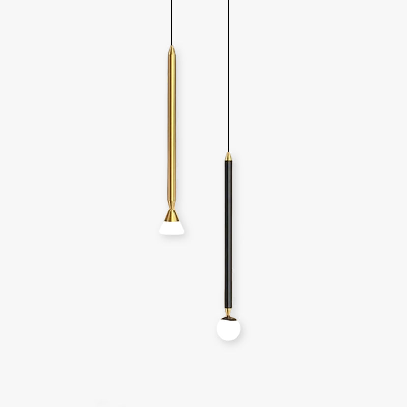 Vikal Linear Pendant Light Bedside, Black & Gold