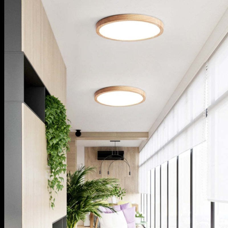 Minimalískur LED-loftlampi frá Orvix úr viði