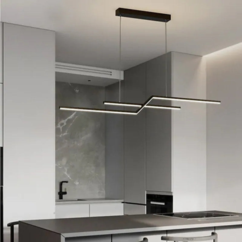 Arisha Parallel Fold Linear Pendant Light, Black/Gold, Living Room
