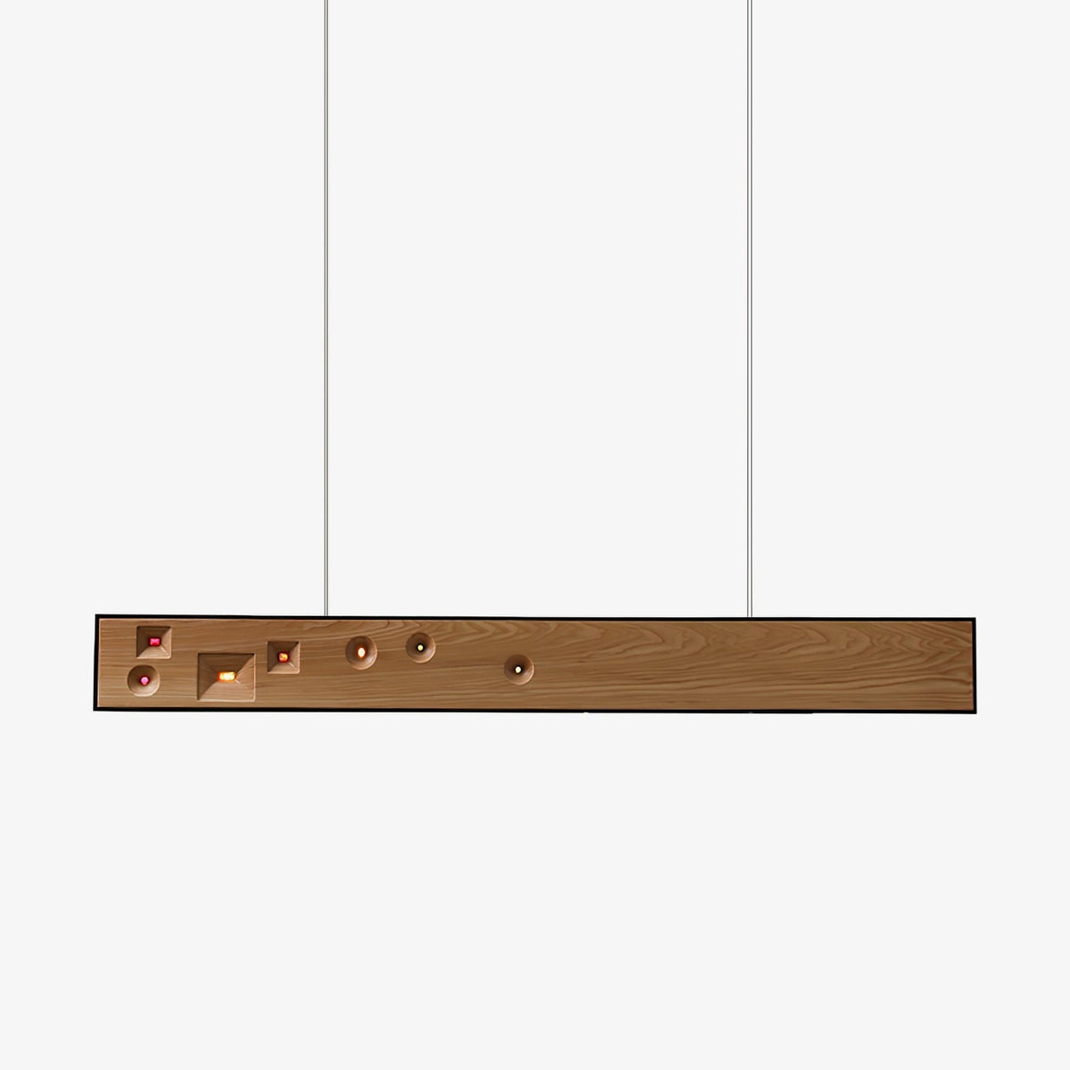 Candeeiro suspenso Elvorora em madeira e pedra preciosa com LED linear