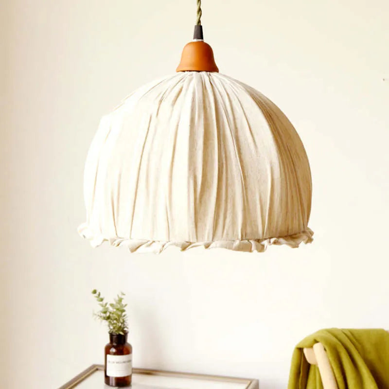 Teo Vintage Pendant Light Beige, Fabric