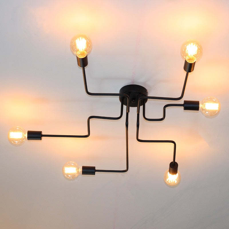 Arisha Vintage Modern Minimalist Industrial Metal Black Ceiling Lamp