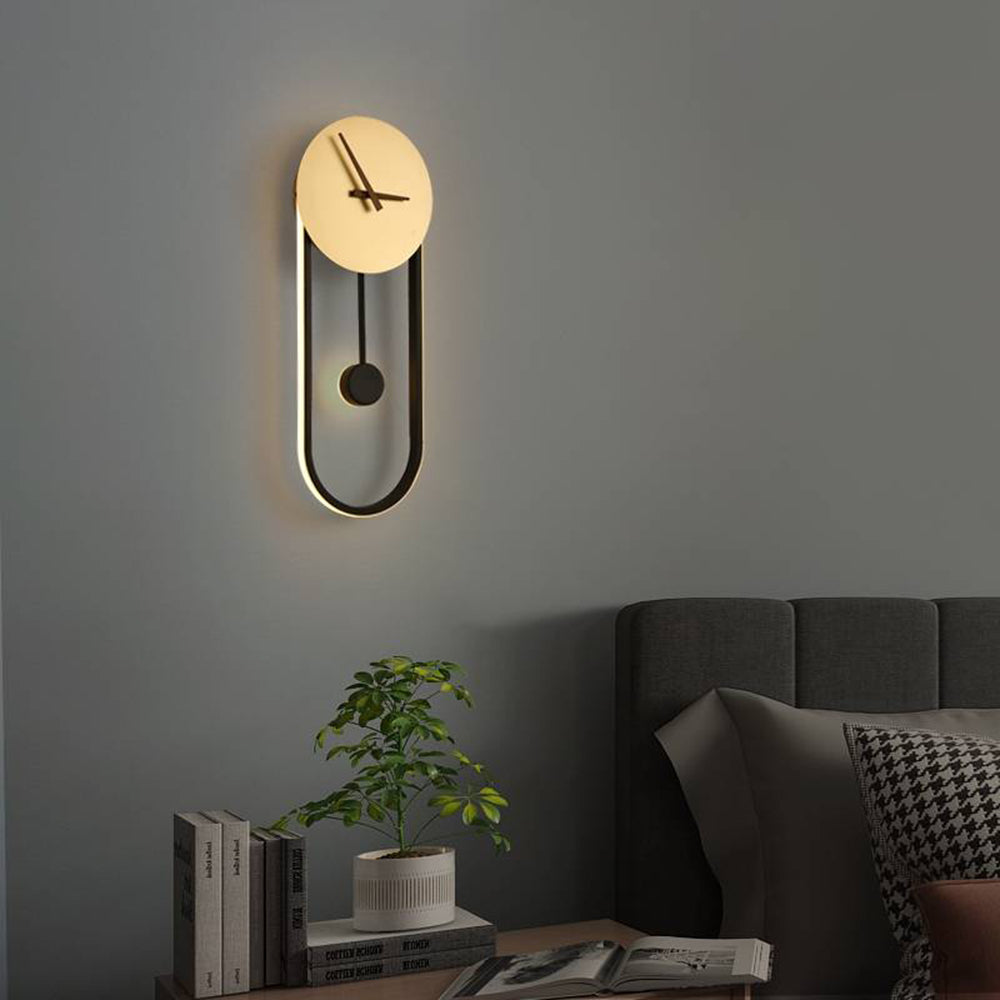 Arisha Nordic Clock Wall Lamp, Gold & Black