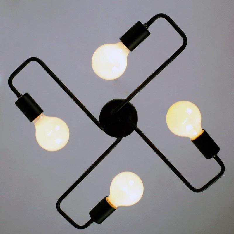 Arisha Vintage Modern Minimalist Industrial Metal Black Ceiling Lamp