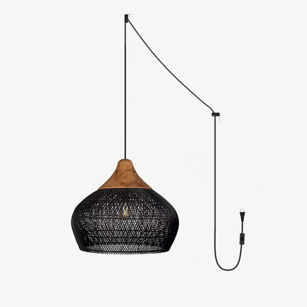 Pendellampe med flettet rattan