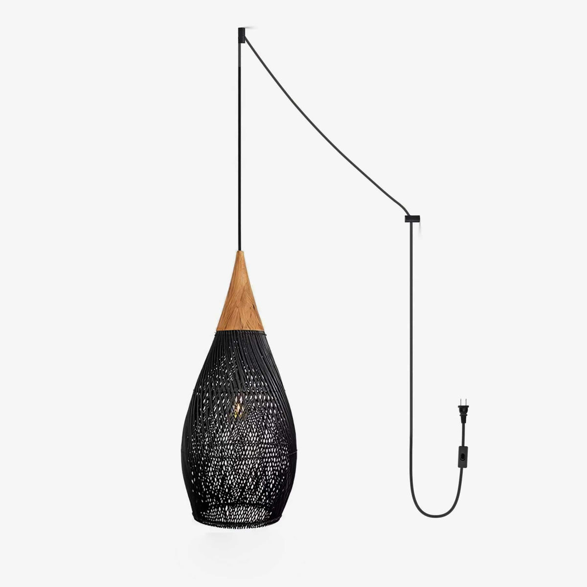 Pendellampe med flettet rattan