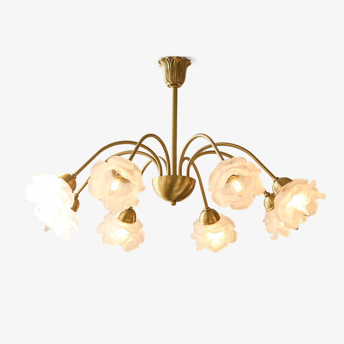Candelabro em latão e vidro com flores de rosa Brenis