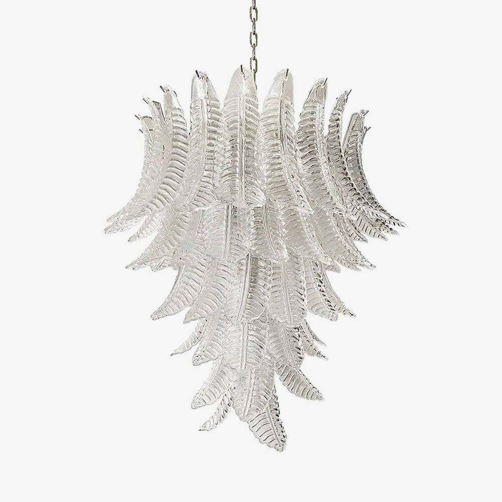 Eirineon lysekrone med klare glasblade, kaskaderende og elegant
