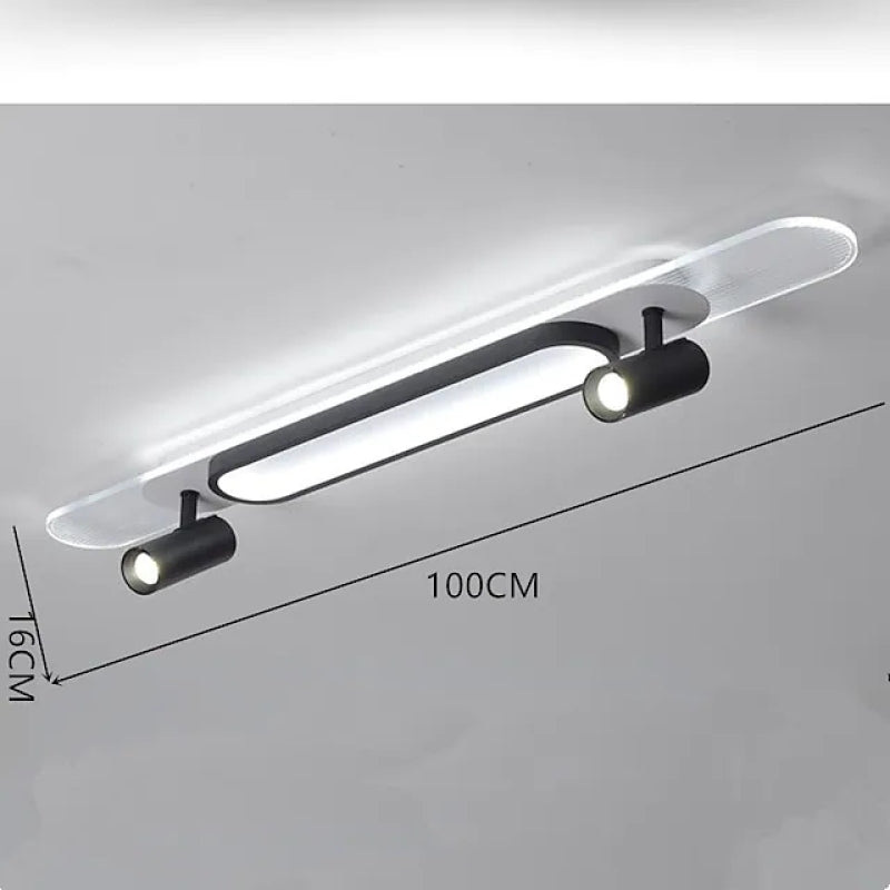 Aim nútímalegur rétthyrndur LED-loftlampi, málmur/, svartur/hvítur