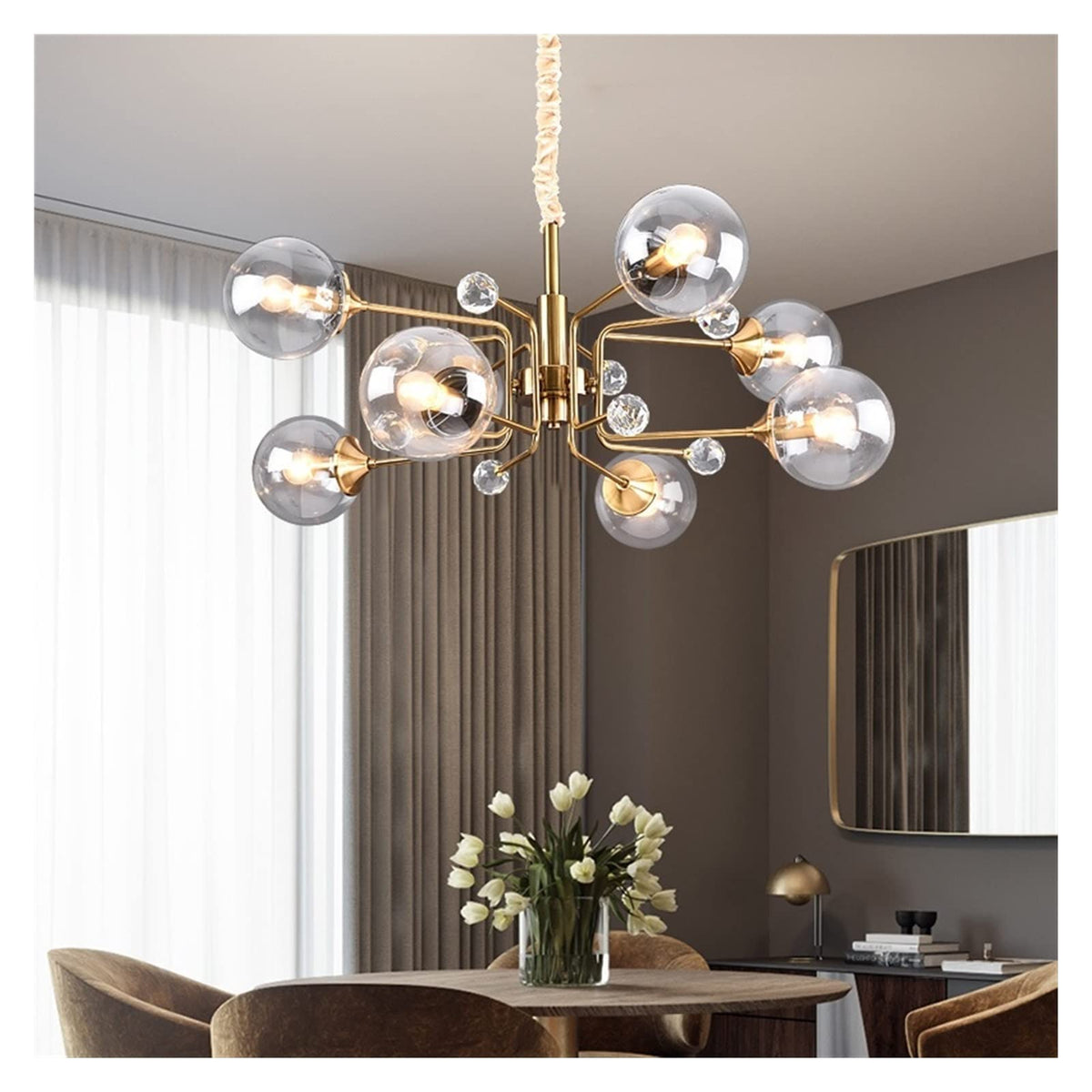 Valentina Nordic Modern Chandelier Clear/Grey Metal Living Room