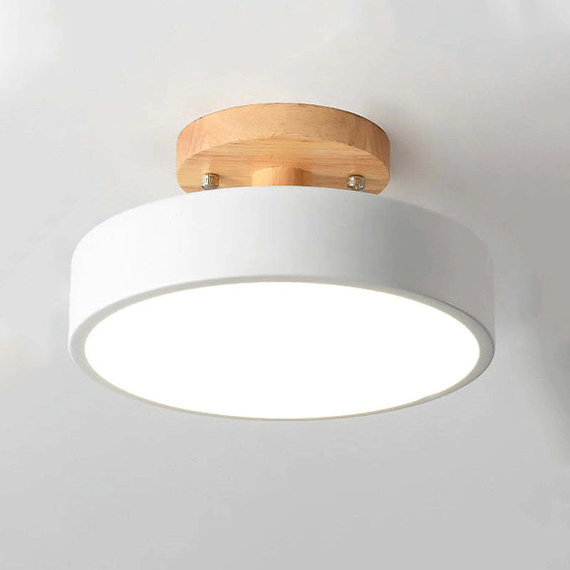 Zera Round LED Flush Mount Ceiling Light Modern Wood Colorful