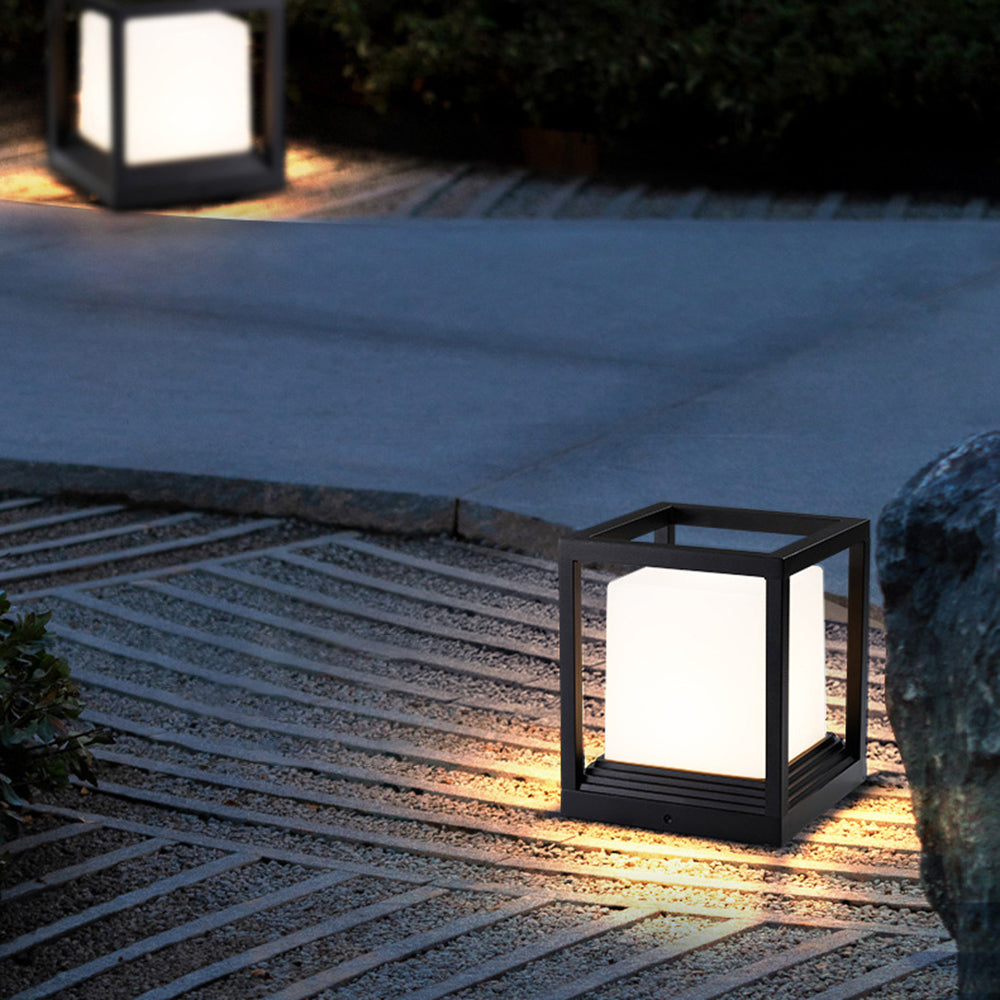 Ray Modern Rectangular Metal Outdoor Lamps, Black