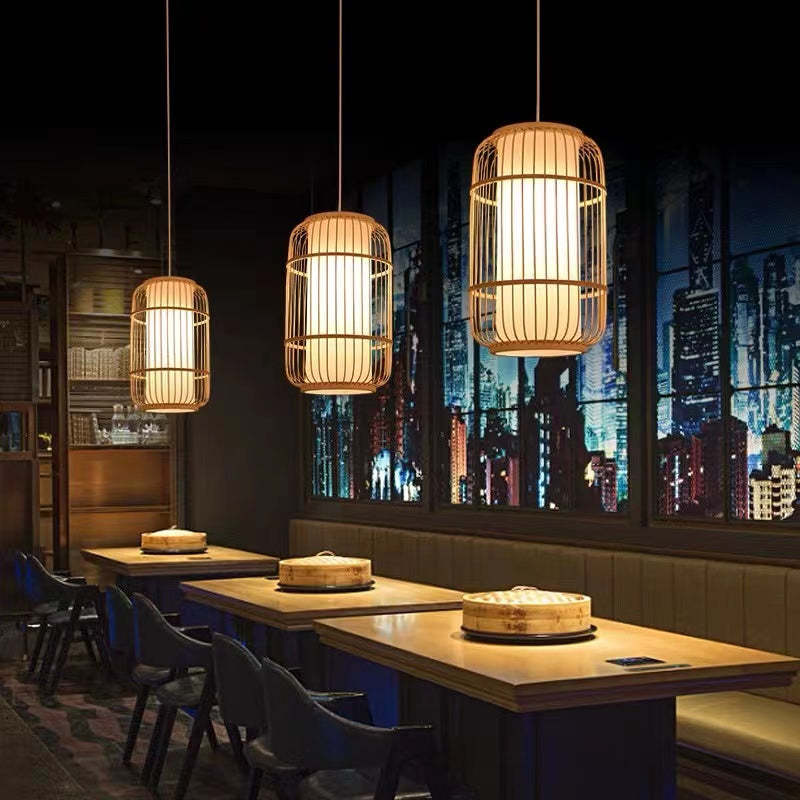 Taven Hand-Woven Knitted Rattan Bamboo Vintage Pendant Light