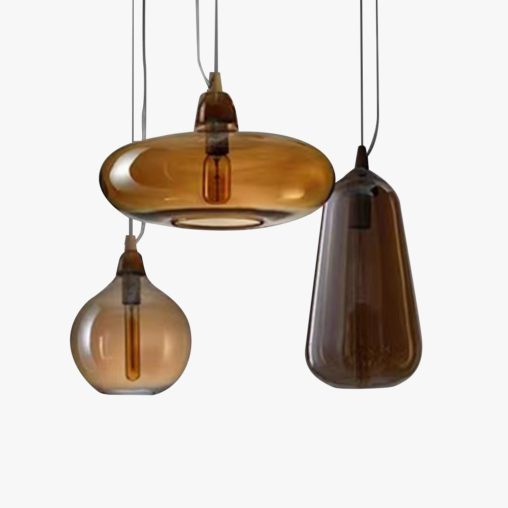 Sorvex pendellampe ravfarvet glas