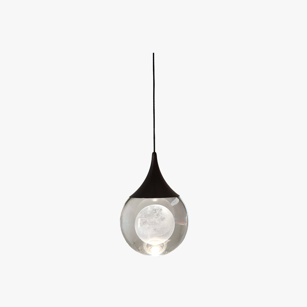 Candeeiro suspenso minimalista Aria, em metal com forma de lua, preto