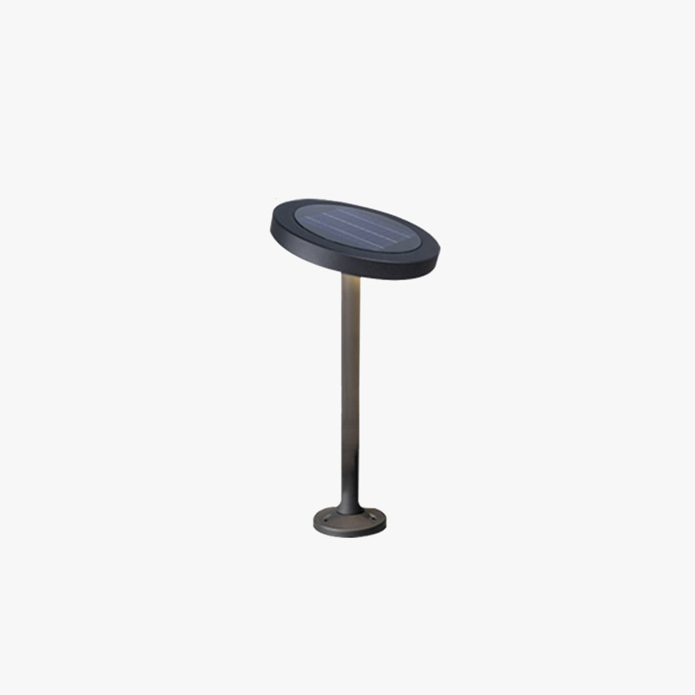 Pena moderne udendørs solcelle-bedlampe i metal med skive, sort