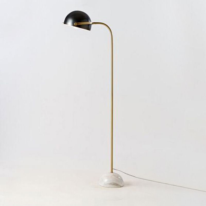 Eryn halvcirkelformet retro/minimalistisk gulvlampe, metal/marmor, sort, soveværelse