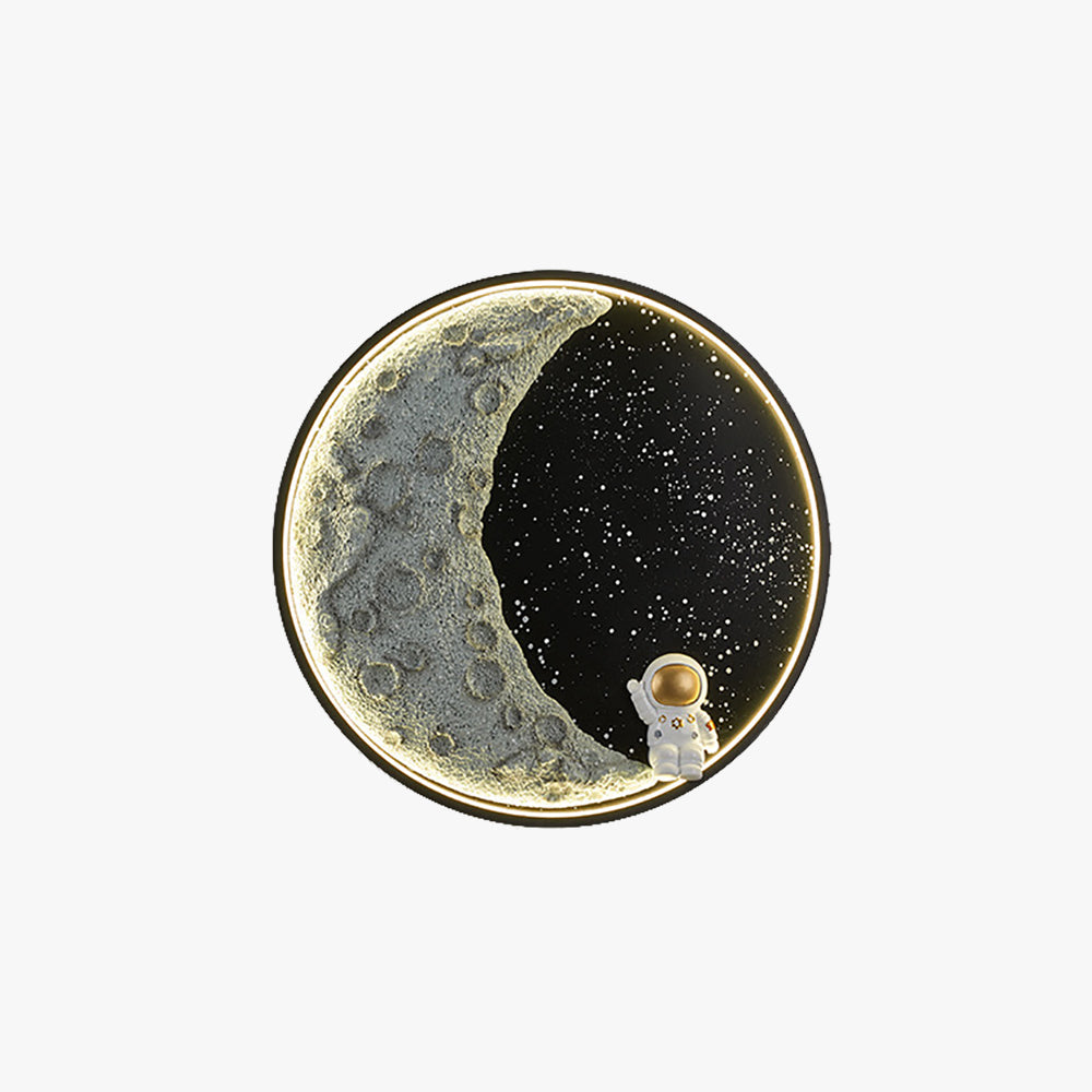 Candeeiro de parede Aria moderno Lua Astronauta de metal preto