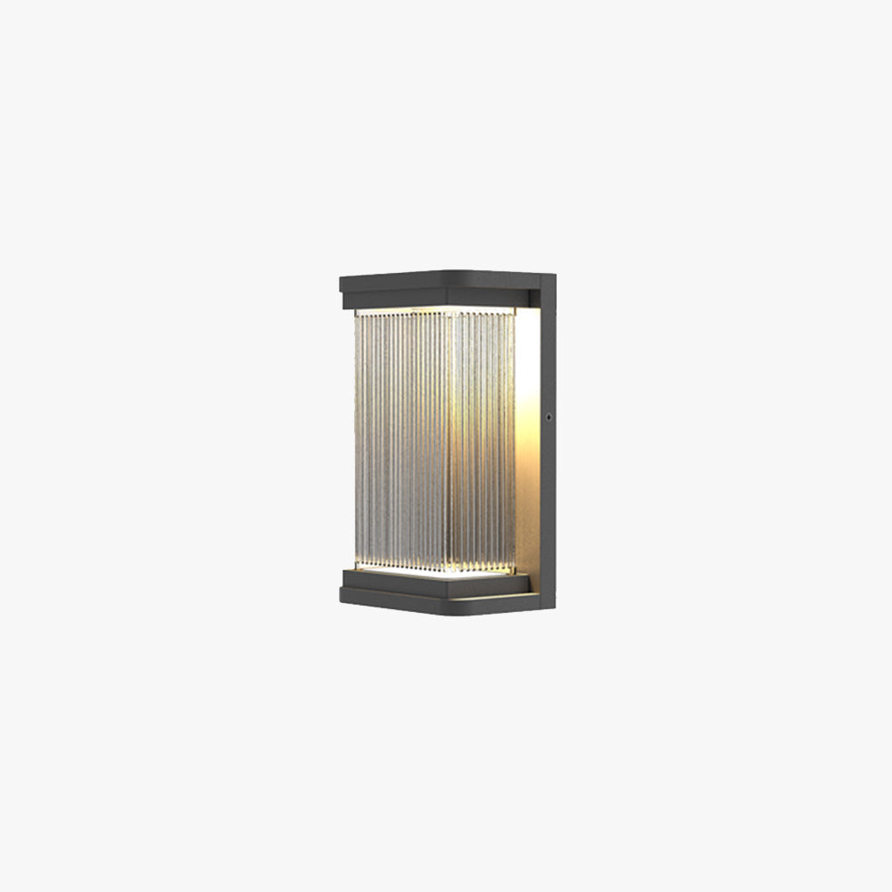 Ray Minimalist Rectangular Glass Outdoor Wall Lamp, Black