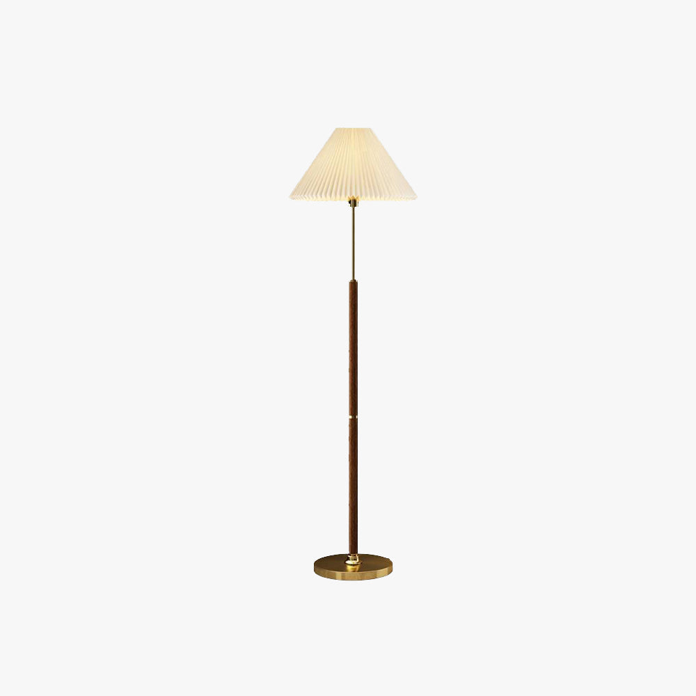 Ozawa enkel valnød/metal/stof bord-/gulvlampe, stue