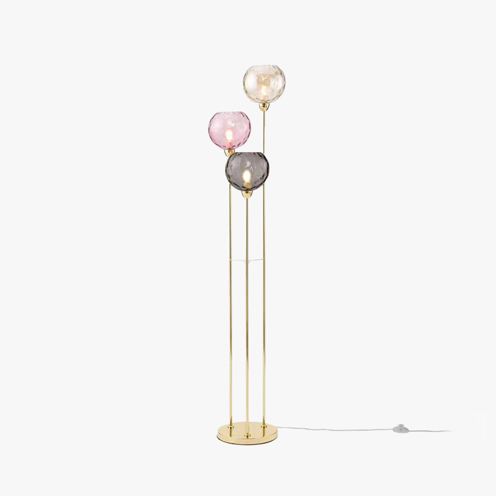 Mira designerboble-gulvlampe, metal/glas
