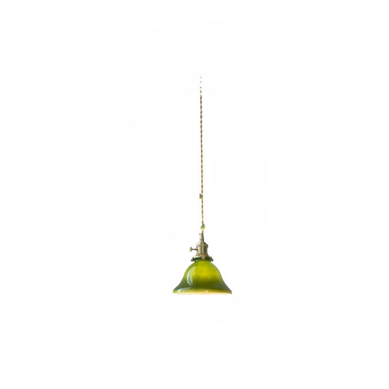 Valentina rustik vintage LED-pendellampa i grön koppar och glas för matsal