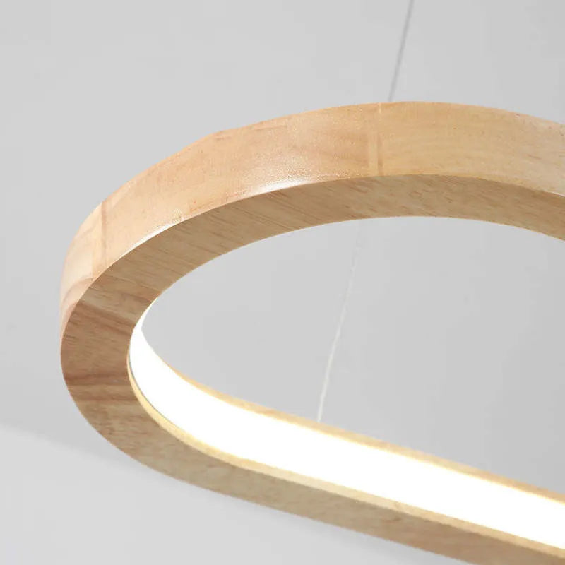 Lyraen Contemporary Oval Wooden Pendant Light