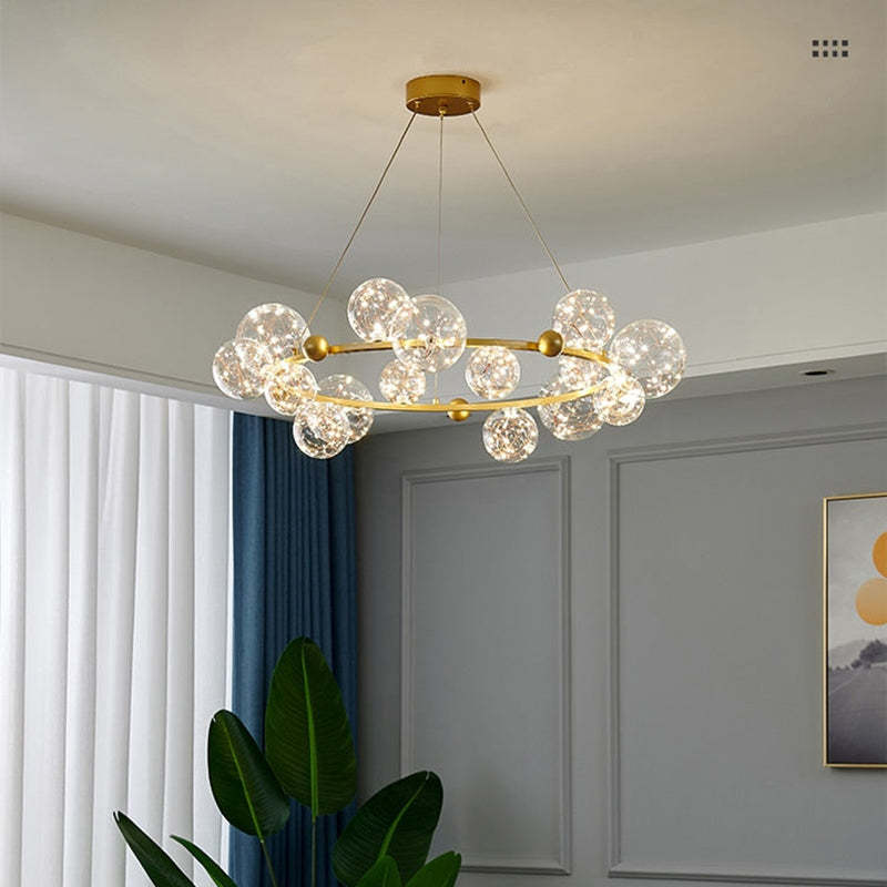 Valentina – art déco-hengiljós með lýsandi kúlum úr gleri