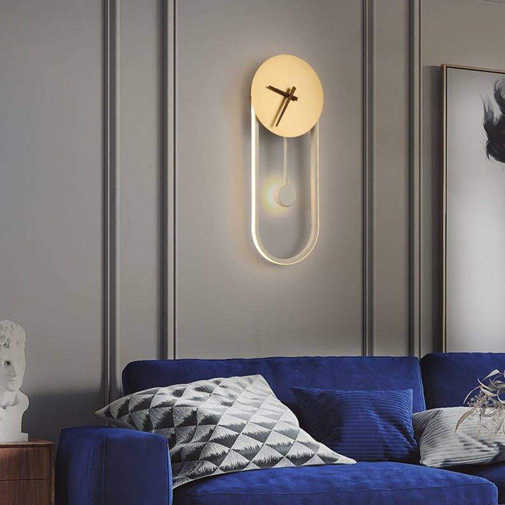 Arisha Nordic Clock Wall Lamp, Gold & Black