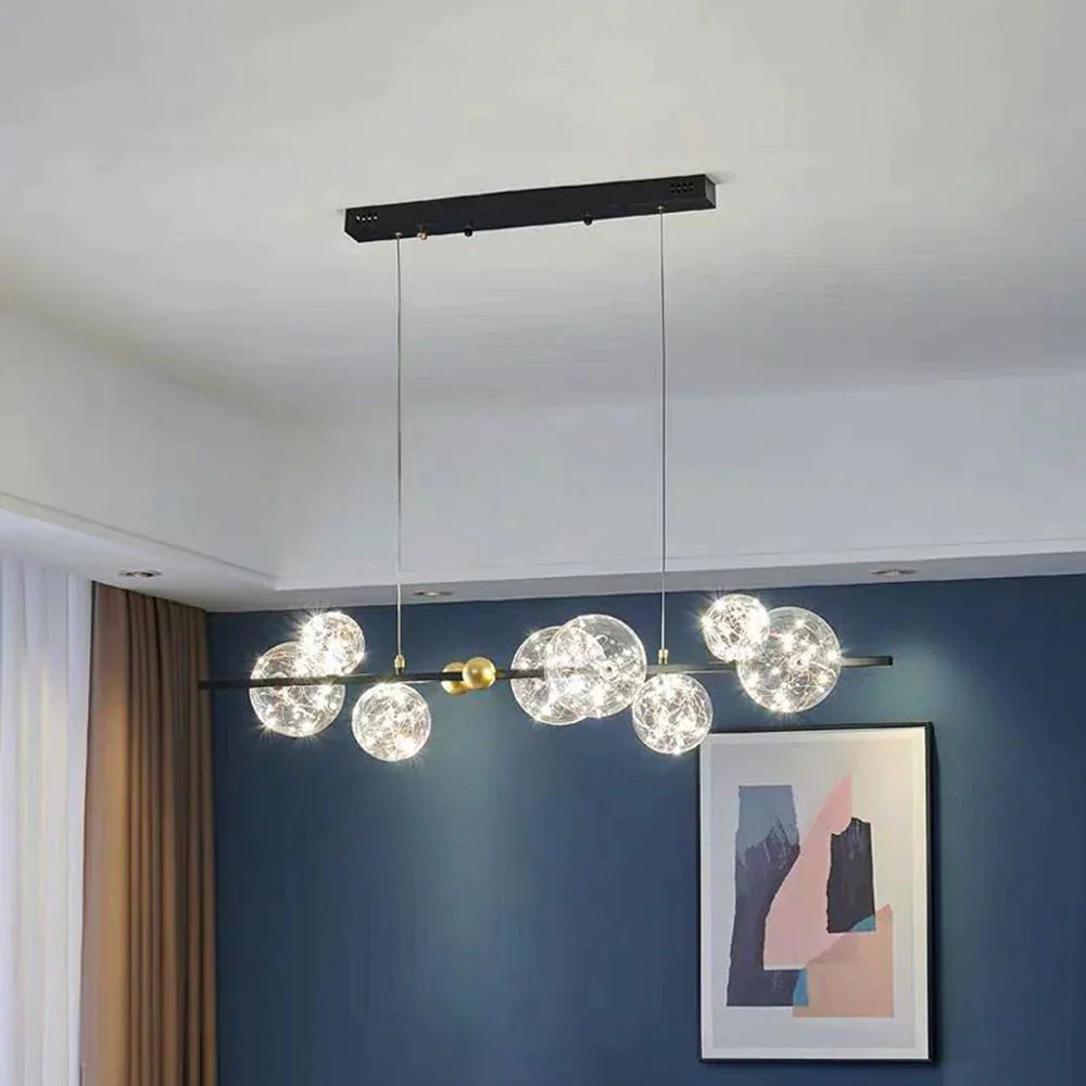 Valentina – art déco-hengiljós með lýsandi kúlum úr gleri
