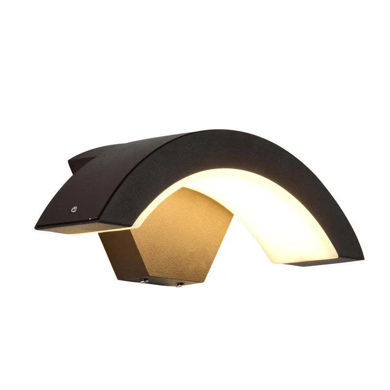 Candeeiro de parede exterior Alvyn nórdico, LED, arqueado e impermeável, preto