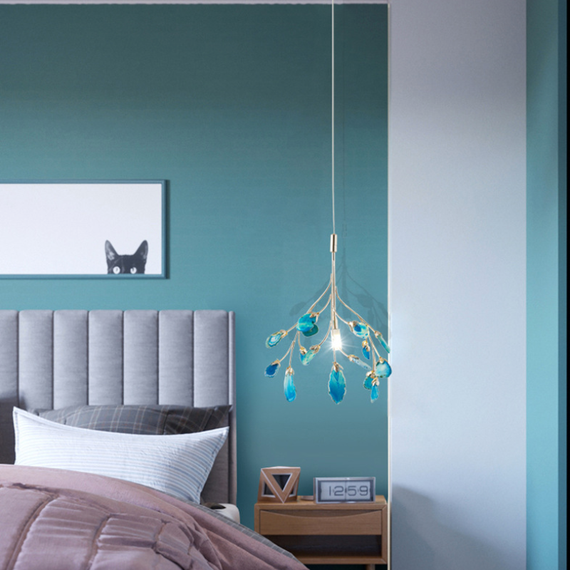Candeeiro de teto Aria criativo em ágata colorida, para quarto/sala de estar