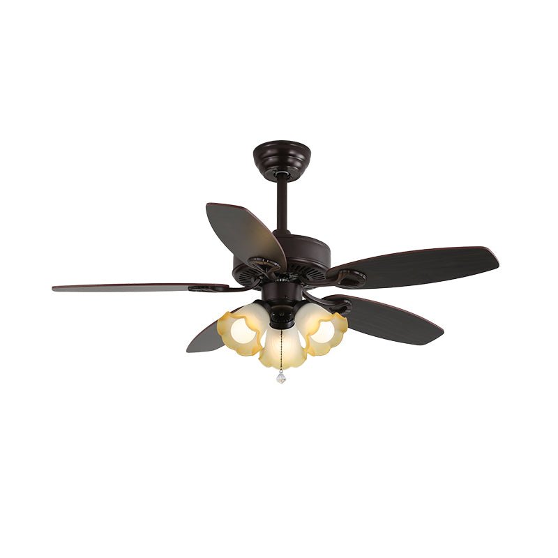 Ventoinha de teto clássica de madeira e vidro Elvael