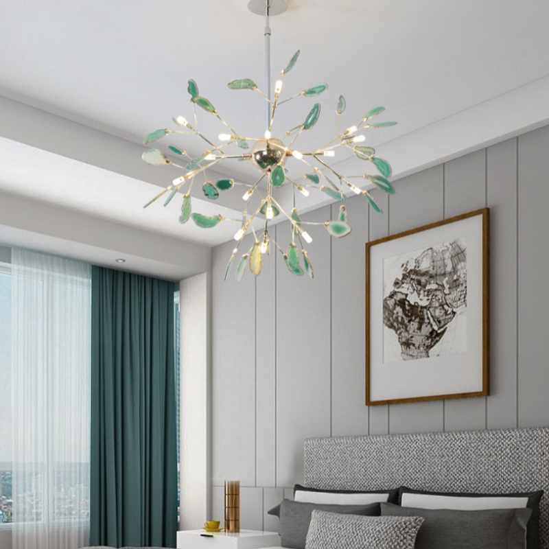 Candeeiro de teto Aria criativo em ágata colorida, para quarto/sala de estar