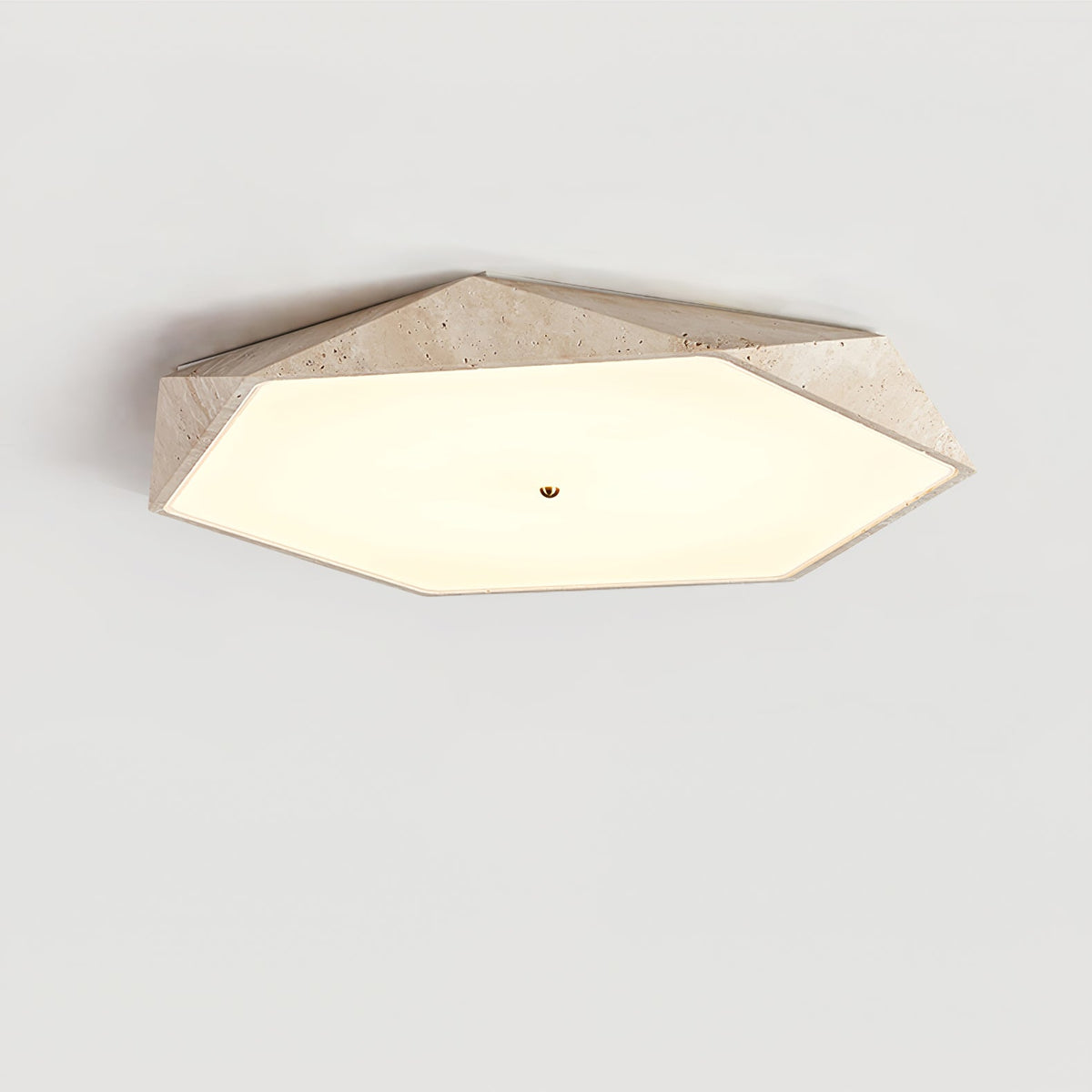 Sekskantet loftslampe i travertin