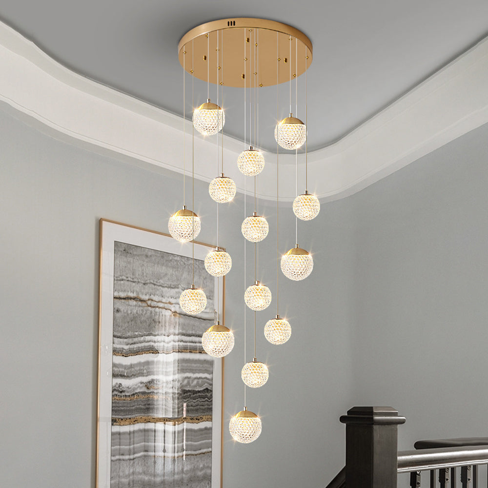 Arisha moniosainen moderni art deco -tyylinen porrastettu riippuvalaisin, kultainen